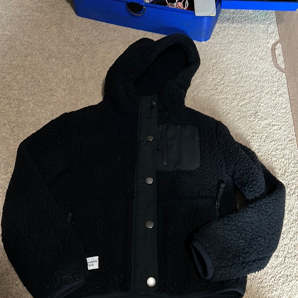Abercrombie and Kids Black Fleece Jacket Girls 9/10